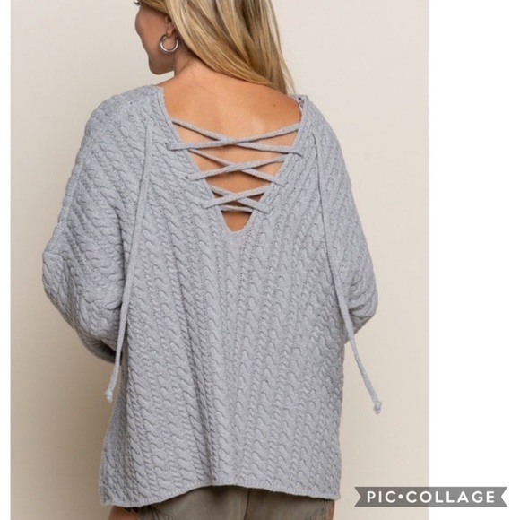 SALE!! Beautiful Heather Gray Cable Sweater - Picture 3 of 7